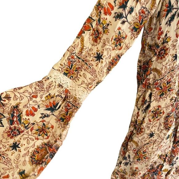 altar'd state small tassel long bell sleeveāpaisley print dressāshort - Picture 6 of 7